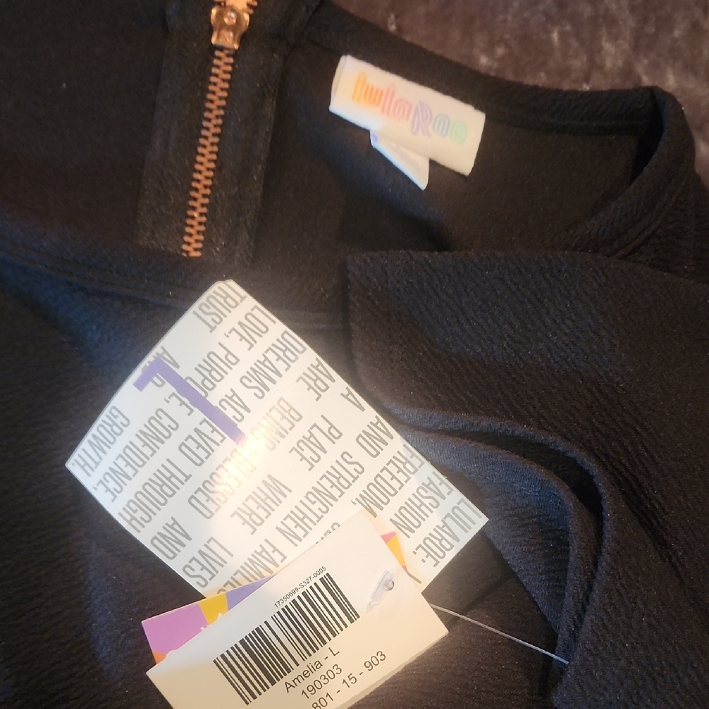LuLaRoe Black Dress with Copper Zipper